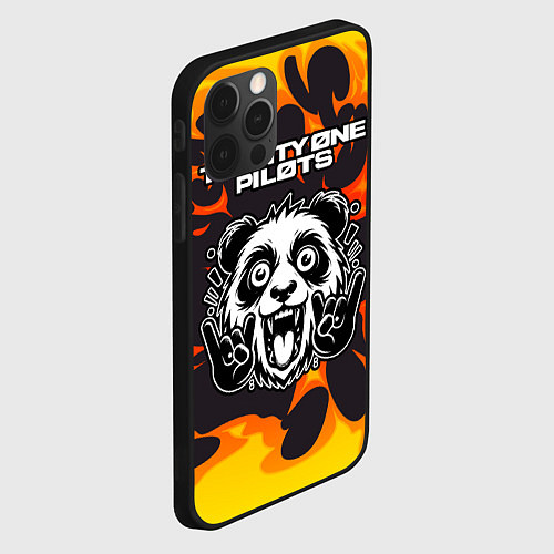 Чехол iPhone 12 Pro Twenty One Pilots рок панда и огонь / 3D-Черный – фото 2