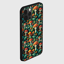 Чехол для iPhone 12 Pro Дикие грибы лесные мухоморы, цвет: 3D-черный — фото 2