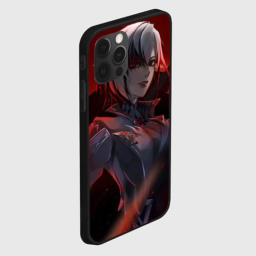 Чехол iPhone 12 Pro Genshin Impact Арлекино red / 3D-Черный – фото 2