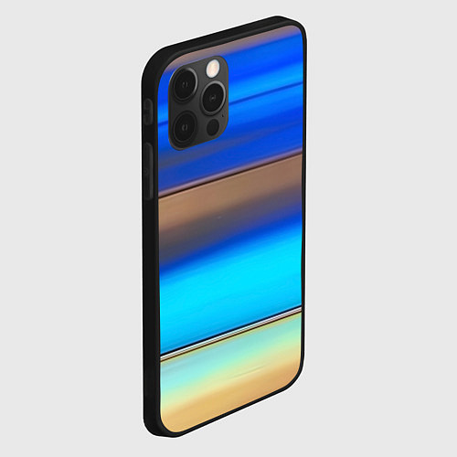 Чехол iPhone 12 Pro Голубые и коричневые полосы / 3D-Черный – фото 2