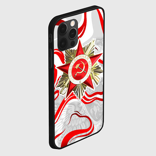 Чехол iPhone 12 Pro Великая отечественная - красные нити / 3D-Черный – фото 2