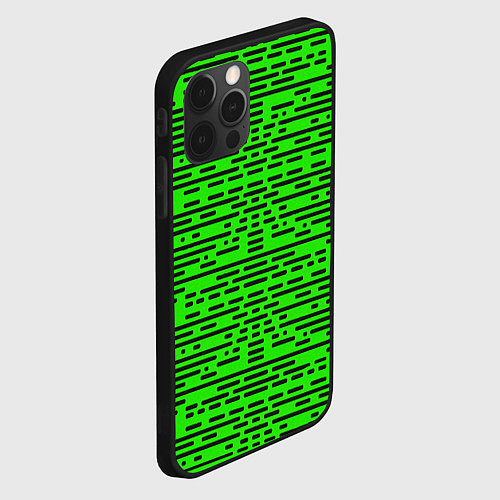 Чехол iPhone 12 Pro Чёрные полосы на зелёном фоне / 3D-Черный – фото 2
