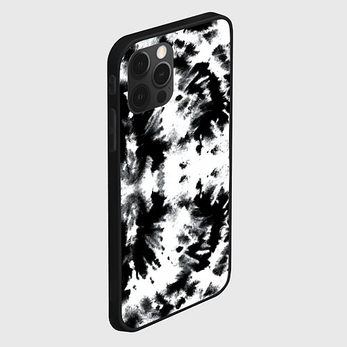 Чехол iPhone 12 Pro Серо белый тайдай / 3D-Черный – фото 2