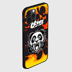 Чехол для iPhone 12 Pro David Bowie рок панда и огонь, цвет: 3D-черный — фото 2