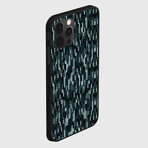 Чехол iPhone 12 Pro Тёмный бирюзовый паттерн полосочки / 3D-Черный – фото 2