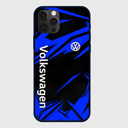 Чехол для iPhone 12 Pro Volkswagen - blue stripes, цвет: 3D-черный