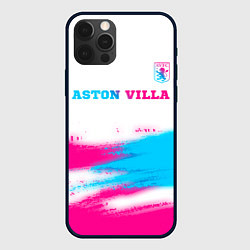 Чехол для iPhone 12 Pro Aston Villa neon gradient style посередине, цвет: 3D-черный