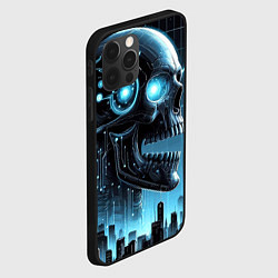 Чехол для iPhone 12 Pro Cyberpunk skull - metropolis neon glow, цвет: 3D-черный — фото 2