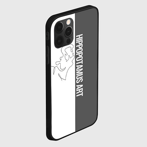 Чехол iPhone 12 Pro Hippopotamus art / 3D-Черный – фото 2