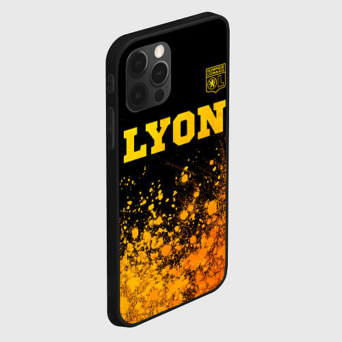 Чехол iPhone 12 Pro Lyon - gold gradient посередине / 3D-Черный – фото 2