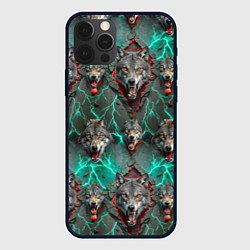 Чехол для iPhone 12 Pro Эпичный паттерн из волков, цвет: 3D-черный