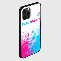 Чехол для iPhone 12 Pro Real Madrid neon gradient style посередине, цвет: 3D-черный — фото 2