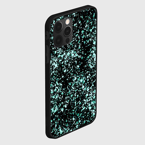 Чехол iPhone 12 Pro Чёрный с напылением голубого цвета абстракция / 3D-Черный – фото 2