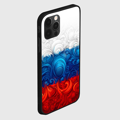 Чехол iPhone 12 Pro Орнамент триколор / 3D-Черный – фото 2