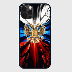 Чехол для iPhone 12 Pro Герб России триколор, цвет: 3D-черный