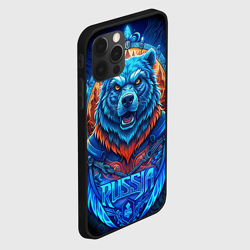Чехол iPhone 12 Pro Ледяной белый русский медведь / 3D-Черный – фото 2