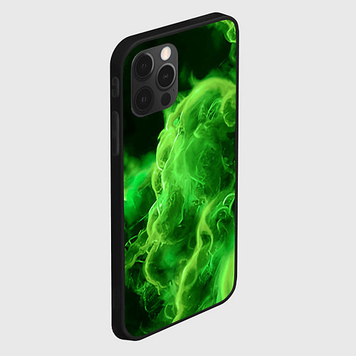 Чехол iPhone 12 Pro Зелёный густой дым - inferno green / 3D-Черный – фото 2