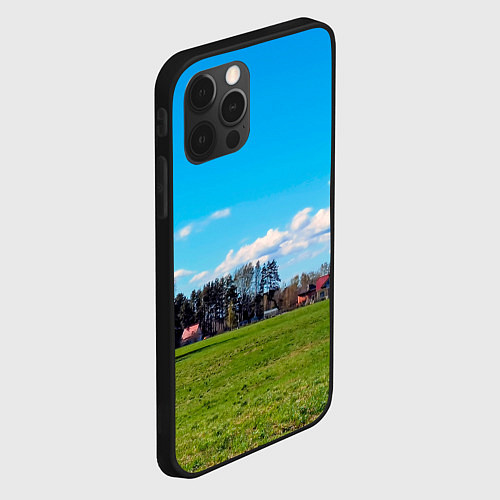 Чехол iPhone 12 Pro Пригородный пейзаж / 3D-Черный – фото 2
