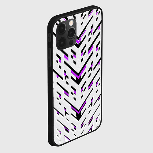 Чехол iPhone 12 Pro Black and purple stripes on a white background / 3D-Черный – фото 2