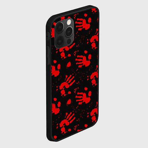 Чехол iPhone 12 Pro Blood hands паттерн / 3D-Черный – фото 2