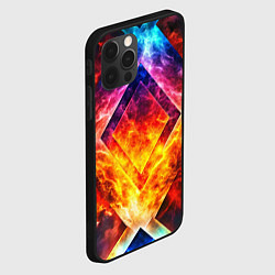 Чехол для iPhone 12 Pro Красочный неоновый узор с огнем на фоне, цвет: 3D-черный — фото 2