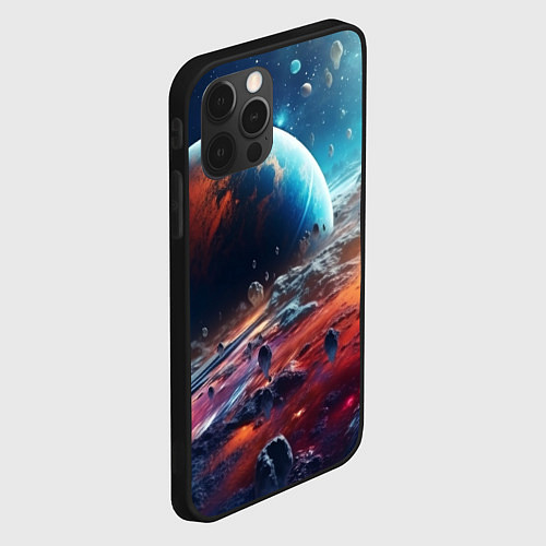 Чехол iPhone 12 Pro Космос фантастическая планета / 3D-Черный – фото 2