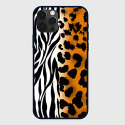 Чехол для iPhone 12 Pro Леопардовые пятна с полосками зебры, цвет: 3D-черный