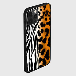 Чехол для iPhone 12 Pro Леопардовые пятна с полосками зебры, цвет: 3D-черный — фото 2