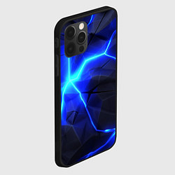 Чехол для iPhone 12 Pro Темные плиты и синий неон, цвет: 3D-черный — фото 2