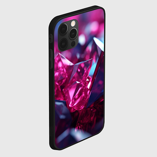 Чехол iPhone 12 Pro Яркие розовые хрусталики / 3D-Черный – фото 2