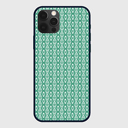 Чехол для iPhone 12 Pro Ажурный светло-зелёный, цвет: 3D-черный