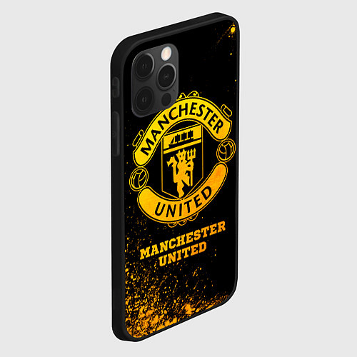 Чехол iPhone 12 Pro Manchester United - gold gradient / 3D-Черный – фото 2