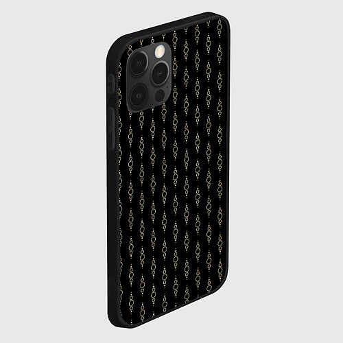 Чехол iPhone 12 Pro Чёрный горошки-цепочки / 3D-Черный – фото 2