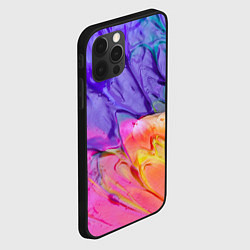 Чехол для iPhone 12 Pro Красочные разводы гуашью, цвет: 3D-черный — фото 2