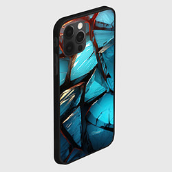 Чехол для iPhone 12 Pro Синие объемные плиты, цвет: 3D-черный — фото 2