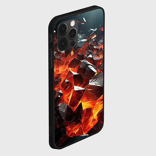 Чехол iPhone 12 Pro Взрыв камней в красном неоне / 3D-Черный – фото 2