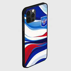 Чехол для iPhone 12 Pro Герб России на абстрактном фоне в цветах России, цвет: 3D-черный — фото 2