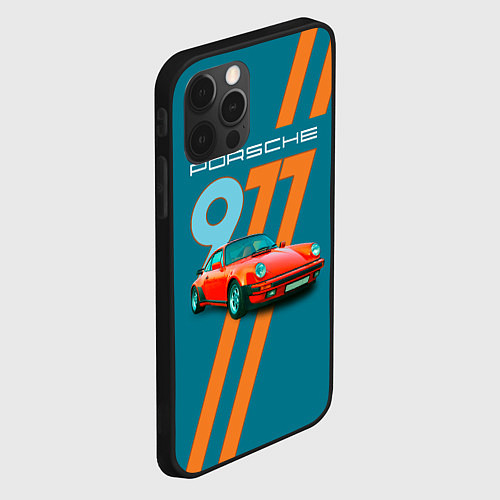 Чехол iPhone 12 Pro Porsche 911 немецкий спорткар / 3D-Черный – фото 2