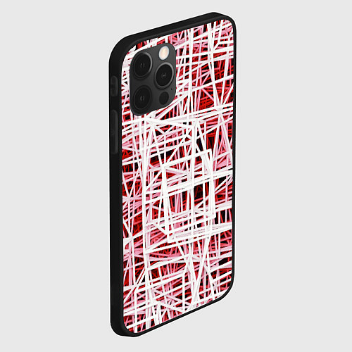 Чехол iPhone 12 Pro Хаотичный кубический каркас в красном тумане / 3D-Черный – фото 2