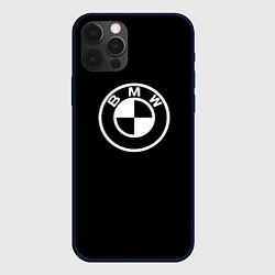 Чехол для iPhone 12 Pro BMW белое лого, цвет: 3D-черный