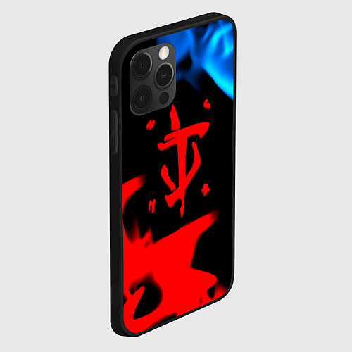 Чехол iPhone 12 Pro Doom logo битва огней / 3D-Черный – фото 2