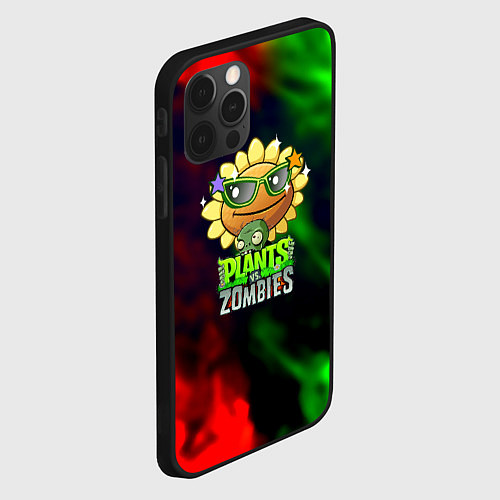 Чехол iPhone 12 Pro Plants vs zombies огненный градиент / 3D-Черный – фото 2