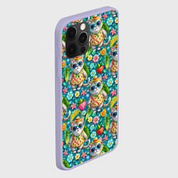 Чехол для iPhone 12 Pro Коты и летний вайб паттерн, цвет: 3D-светло-сиреневый — фото 2