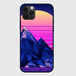 Чехол для iPhone 12 Pro Vaporwave неоновые горы, цвет: 3D-черный