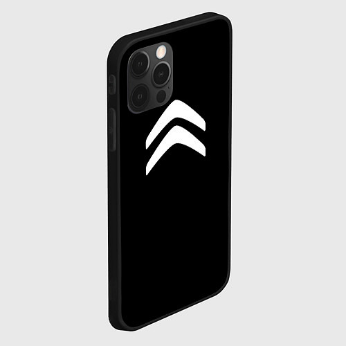 Чехол iPhone 12 Pro Citroen white logo / 3D-Черный – фото 2