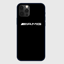 Чехол для iPhone 12 Pro Amg logo white, цвет: 3D-черный