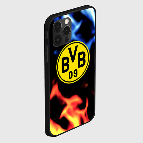 Чехол iPhone 12 Pro Borussia fire storm steel / 3D-Черный – фото 2