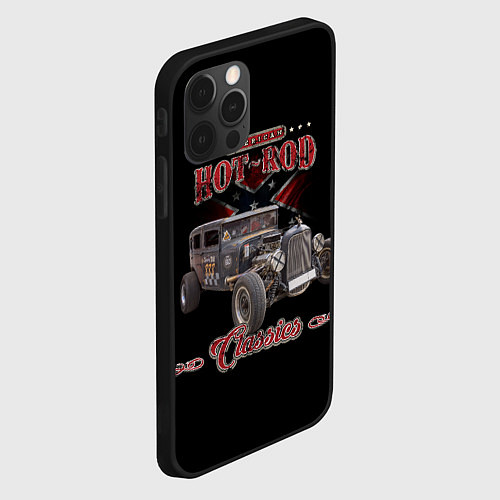 Чехол iPhone 12 Pro Классический хот-род в rat стиле / 3D-Черный – фото 2