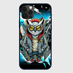 Чехол для iPhone 12 Pro Сова в стильной одежде модница, цвет: 3D-черный