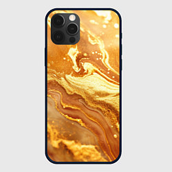 Чехол для iPhone 12 Pro Жидкое золото текстура, цвет: 3D-черный